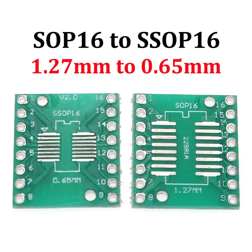 10PCS SOP8 SOP14 SOP16 SOP20 SOP24 SOP28 QFP FQFP TQFP SMD 0.65mm 1.27mm to 2.54mm To DIP PCB Adapter Board Universal Plate