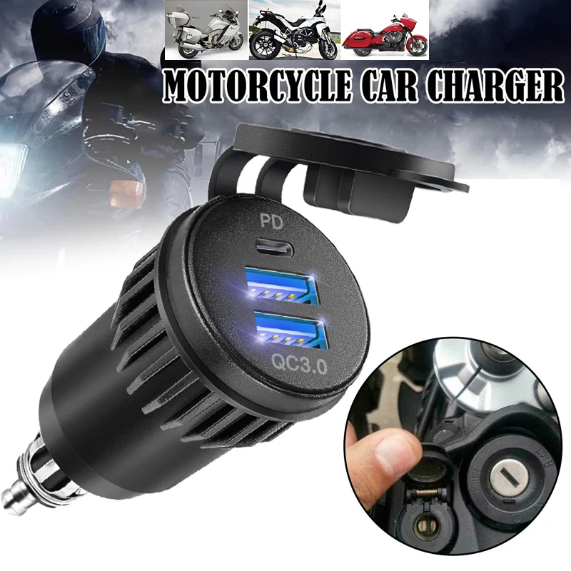 Chargeur étanche pour moto 30W QC3.0 USB type C PD, adaptateur d'alimentation Hella DIN, prise de courant rapide pour BMW Ducati Triumph