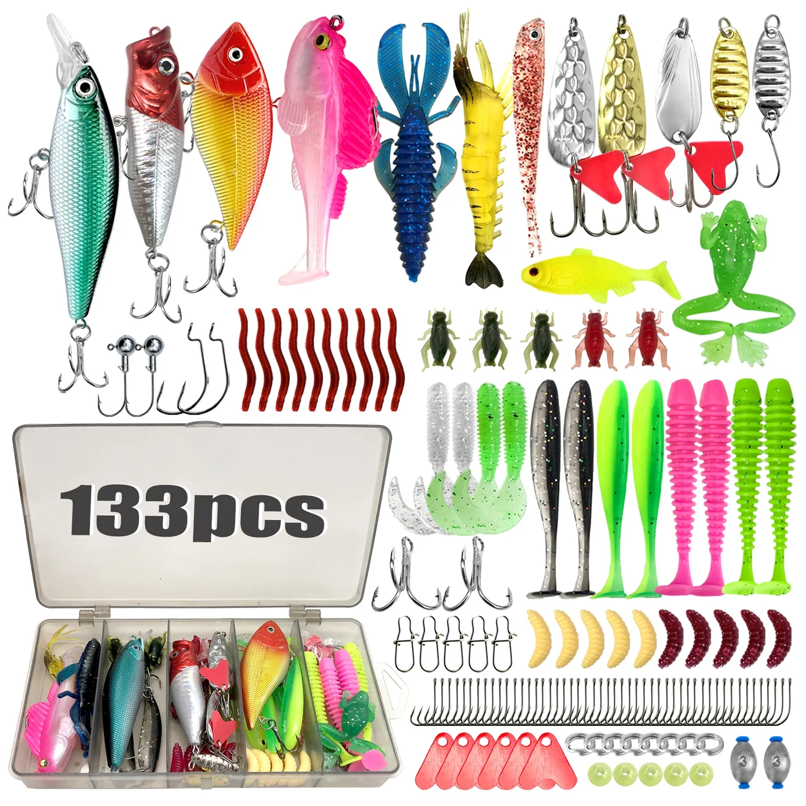 Gear Tackle Box Fishing Lure Kit For Trout/Pike/Bass 26/83/133/193/239/409pcs Fishing Set Layered Tackle Pro Multi-Lure Fishing