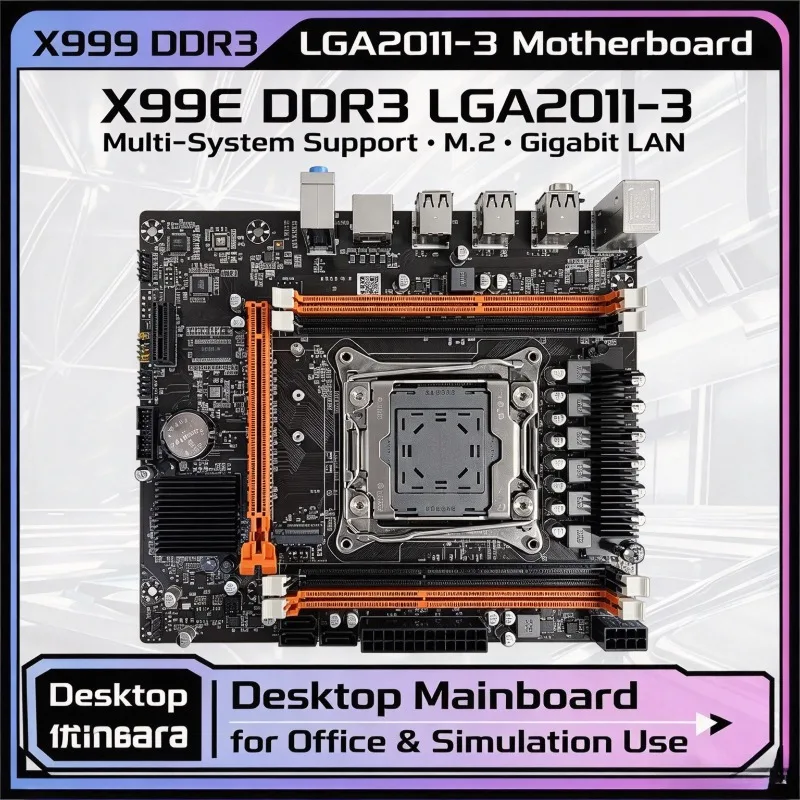 X99 Desktop Gaming Motherboard LGA2011-3 Socket Supports DDR3 ECC RAM for Xeon E5 2686V4 2673V3 CPU PC Mainboard
