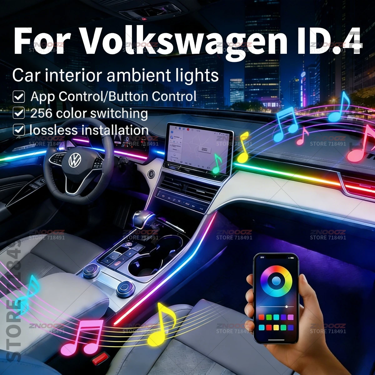 

22in1 RGB Car Interior Acrylic Car Ambient Lights RGB Hidden Acrylic Strip Decoration Atmosphere Accessories For VW ID.4