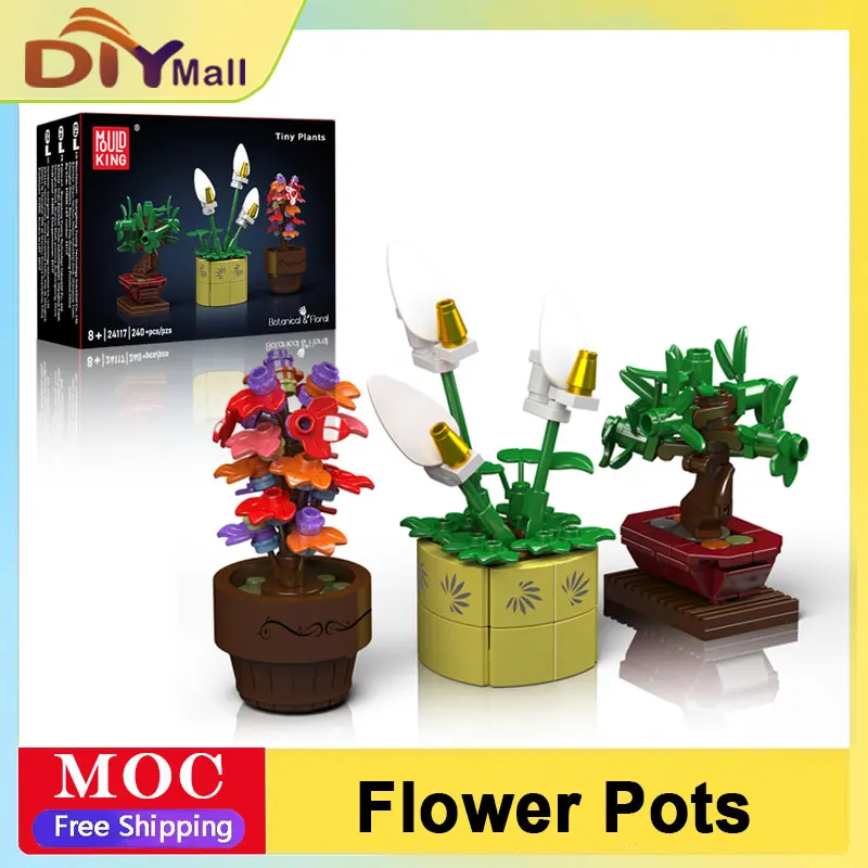 

Mold King DIY набор строительных блоков в горшке, креативный домашний декор, развивающая игрушка STEM, идеальный подарок на день рождения, Рождество для детей и взрослых