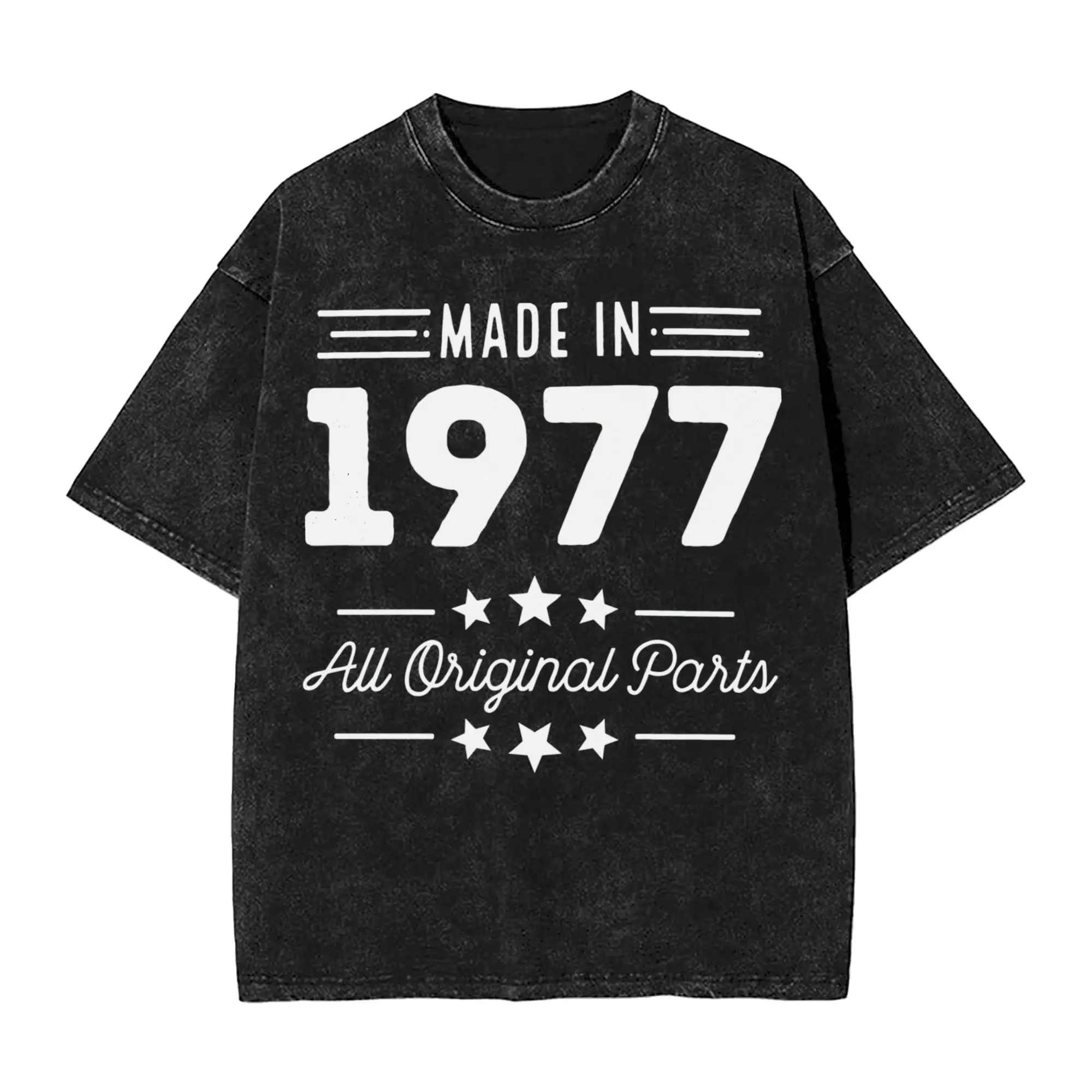 Harajuku Washed Shirts 1977 50rd Birthday Born In 1977 50 Years Old made in 1977 Merch Vintage T-Shirts Oversize  Streetwear