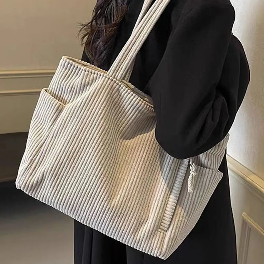 سروال قصير المرأة للمتسوقين حمل حقيبة البريدي إغلاق بلون سروال قصير حقيبة كتف عادية جيوب متعددة أكياس الغداء عطلة