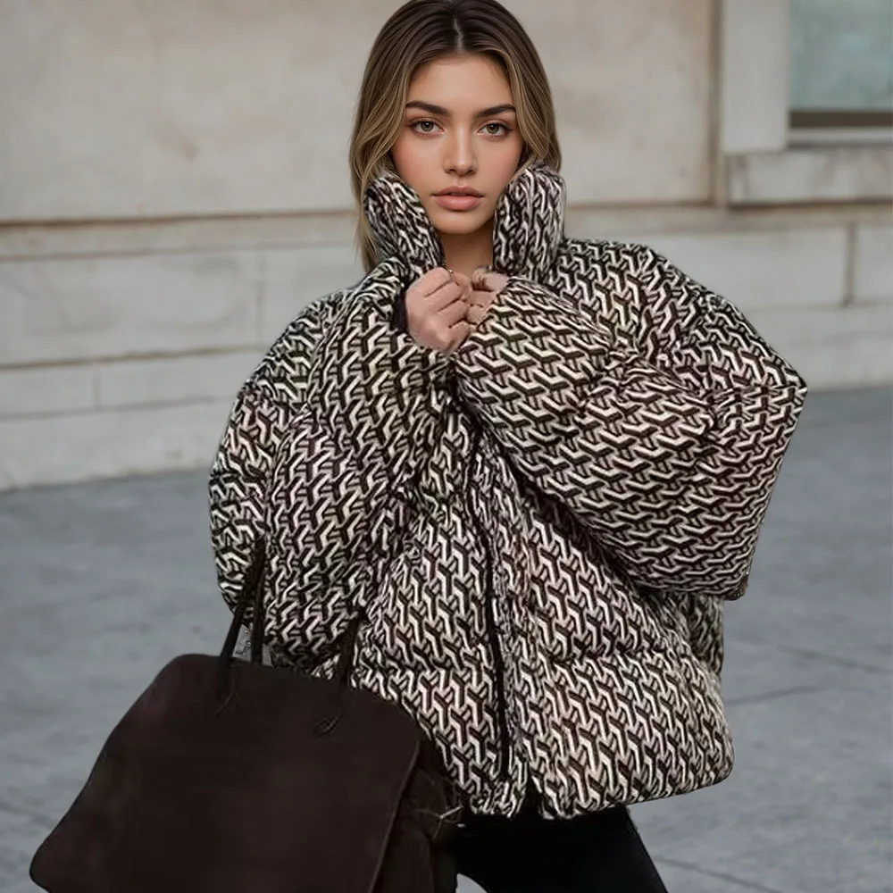 

Winter New Product European and American Women's Street Fashion Casual Hand stuffed Cotton Printed Cotton Clothes