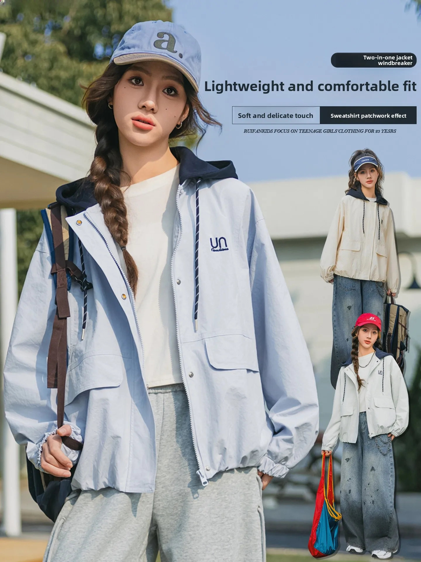 chaqueta-informal-holgada-con-capucha-para-ninas-de-secundaria-estilo-dos-piezas-de-poliester-manga-larga-para-primavera