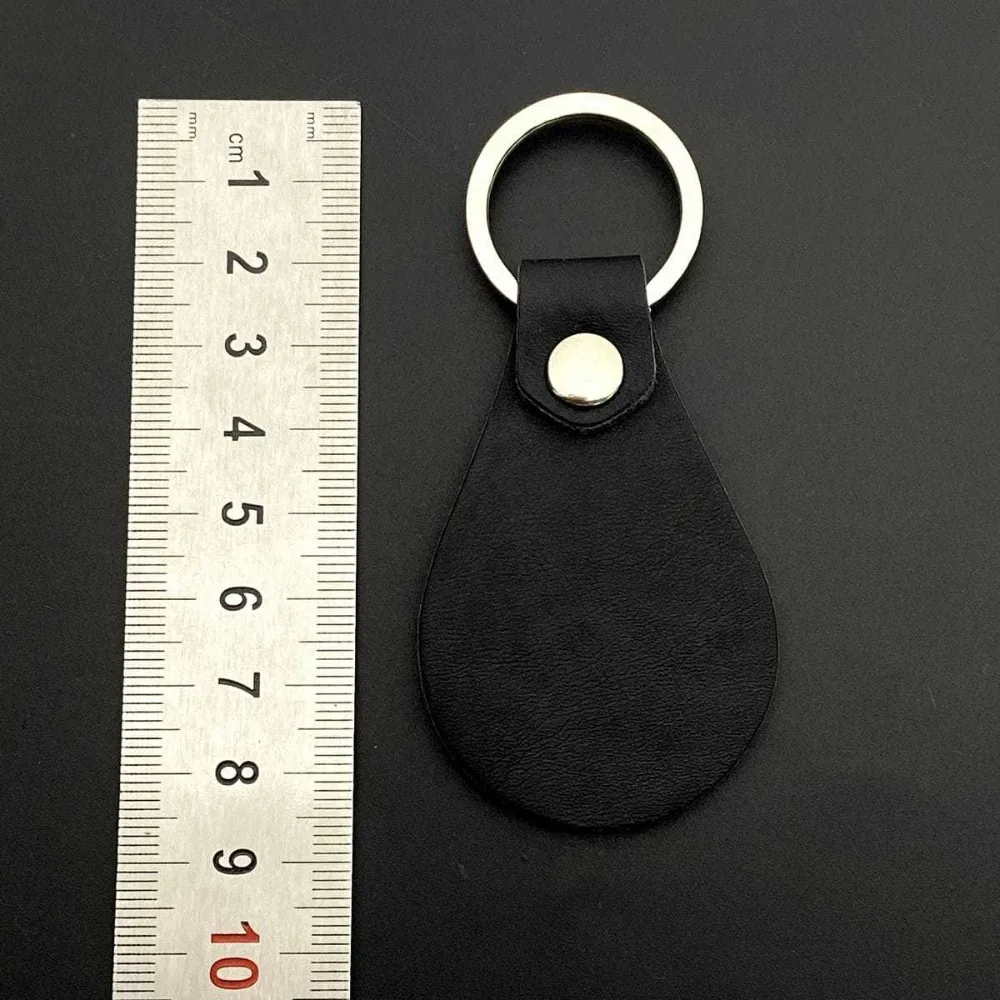 Personalization Customization Leather Men and Women Car Keychain Water Droplet Card Bag  Keyring Boy and Girl DIY Gift