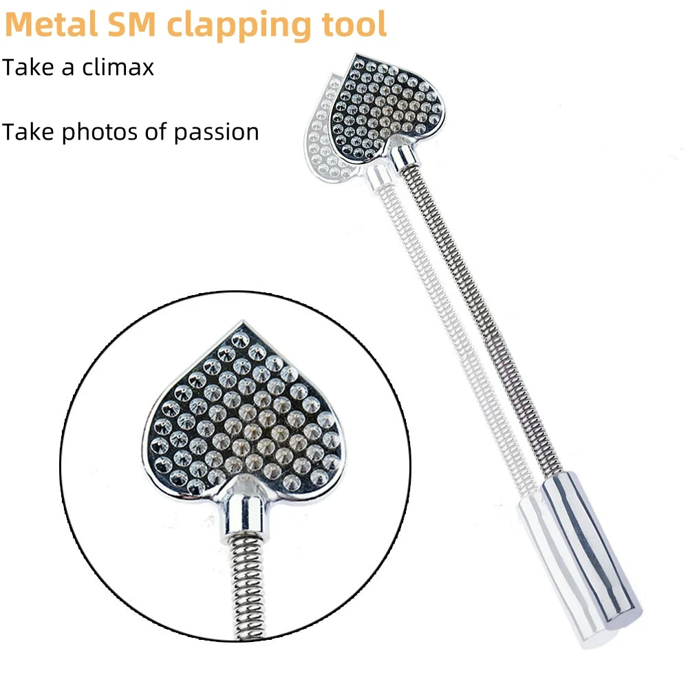 SM flirtatious fetish sex toy heart-shaped metal racket double-sided texture sex toy adult sex prop 18+ sex tols for girl