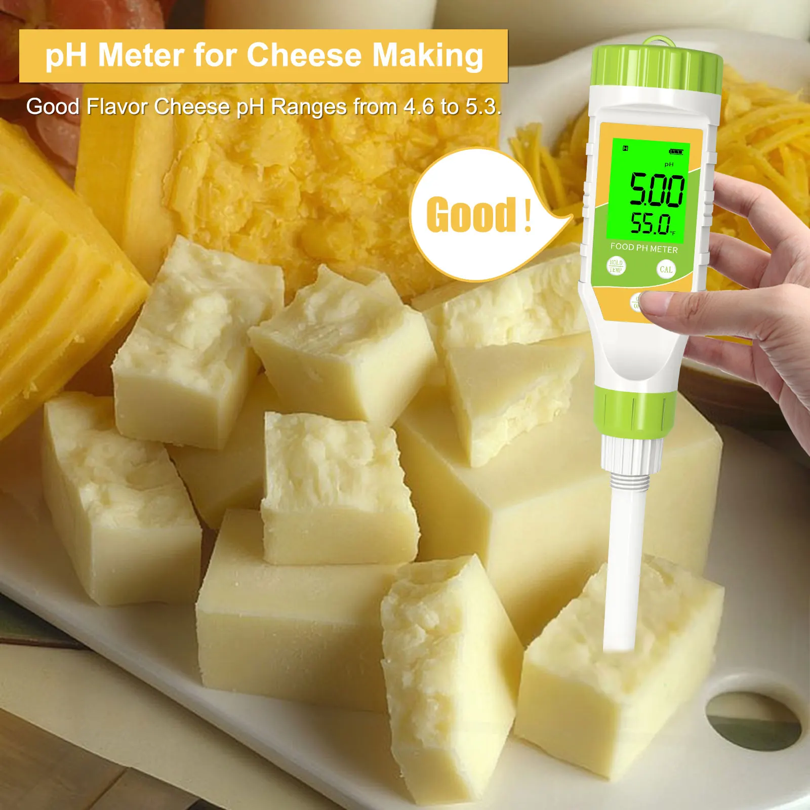 Yieryi Food PH Mete 0.00~14.00 Professional Smart PH Monitor Tester Digital Cheese Meat Dough Acidity for Bread Canning Water