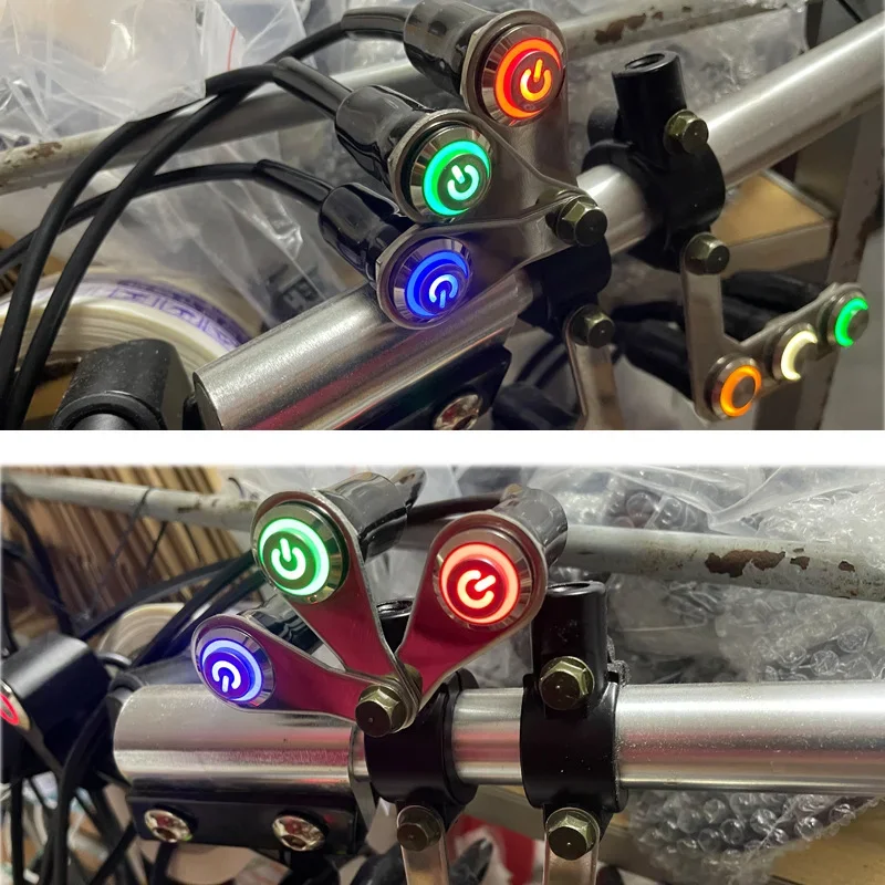 LED Motorcycle Switch ON OFF Handlebar Mount Aluminum Alloy 12V For Work Light Control Motorcycle Switch With Mounting Bracket