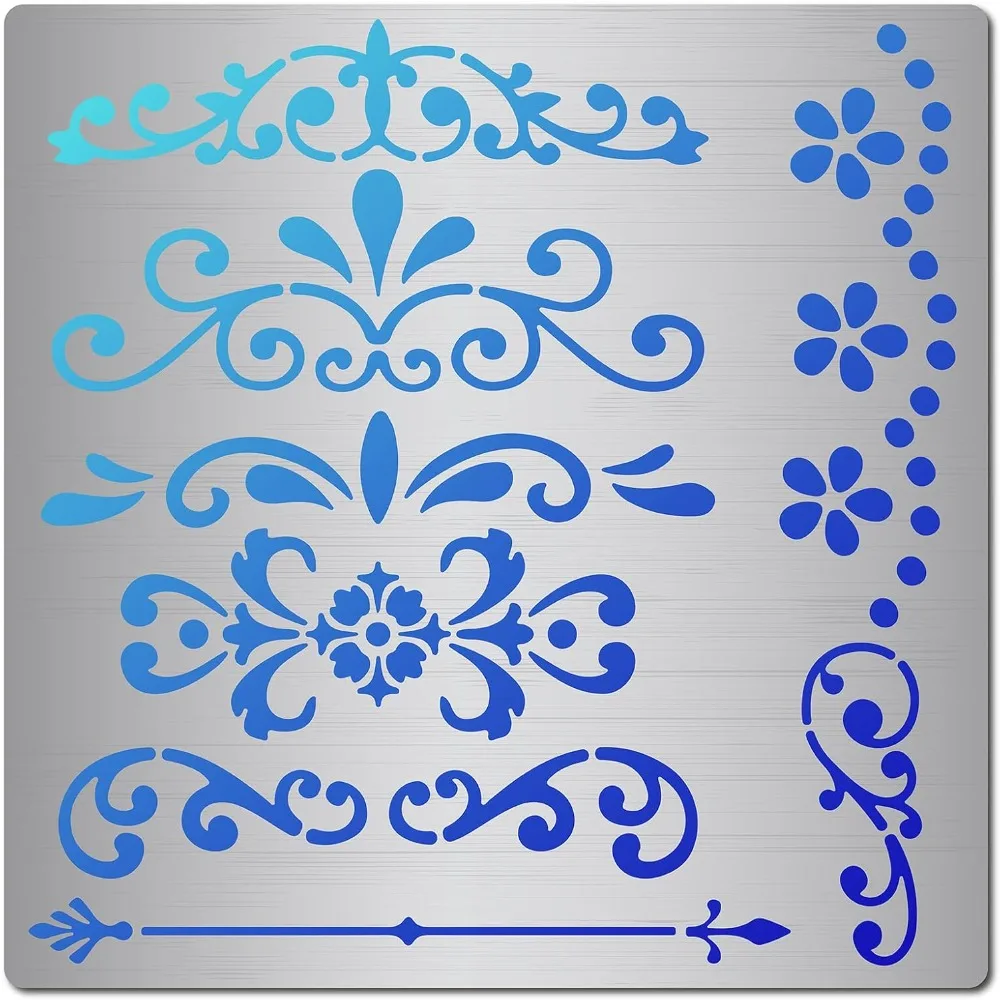 16 cm Metall-Ranken-Schablonen-Vorlagen, wiederverwendbare Edelstahl-Schablonen, Journal-Dekor-Schilder zum Malen auf Holz-Wand-Leinwand