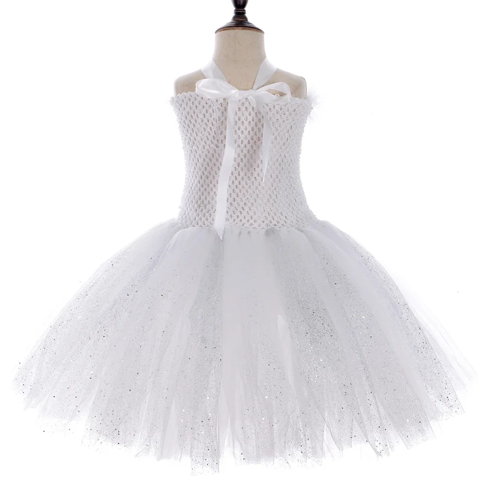 Funkelndes weißes Engel-Tutu-Kleid für Mädchen, Performance-Kleidung, geeignet für Halloween, Geburtstagsfeiern und alltägliche Freizeitkleidung – Detail 5