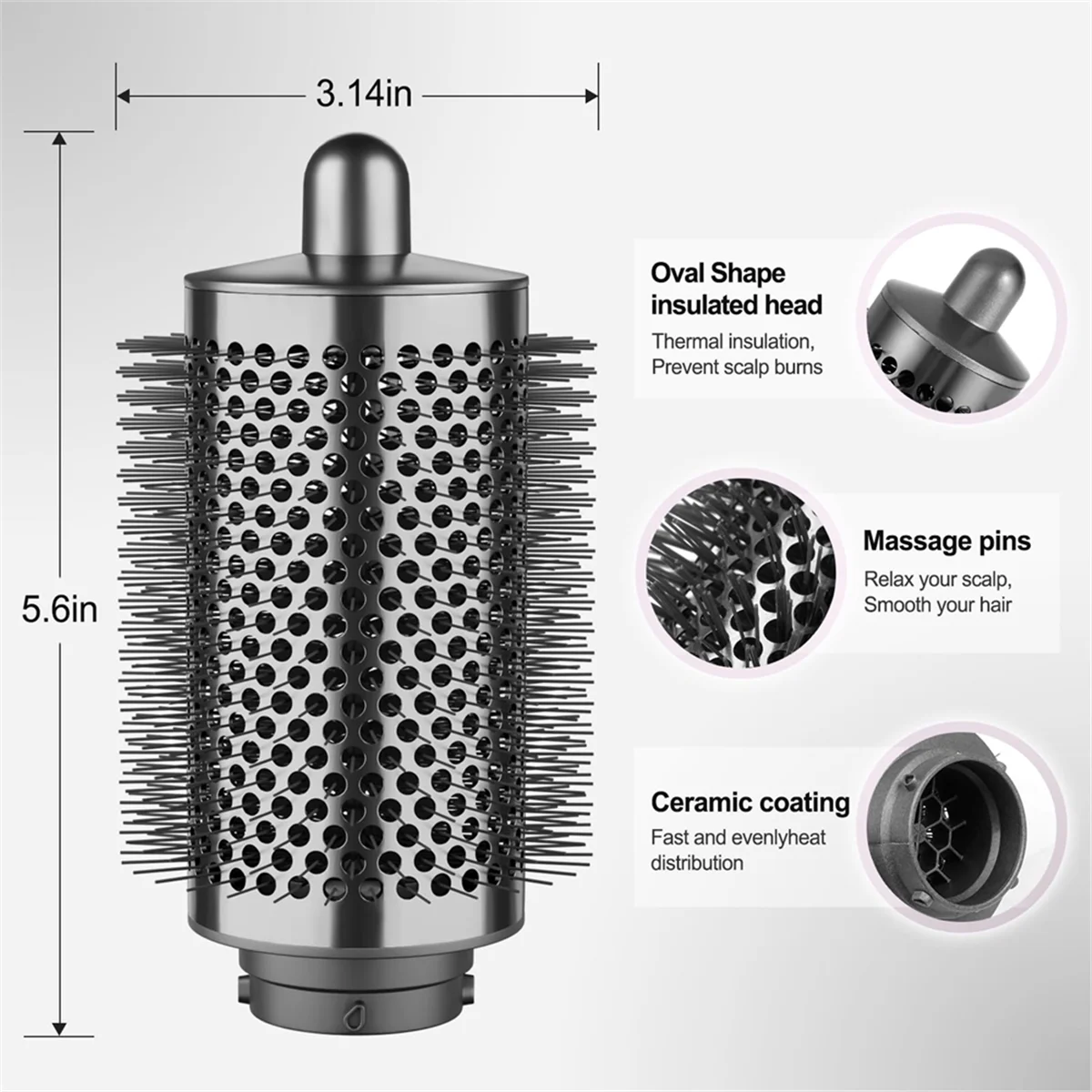 T27C Per Dyson Airwrap Attacco per spazzola volumizzante rotonda grande e piccola - Migliora il volume e lo stile senza sforzo Grigio + Oro