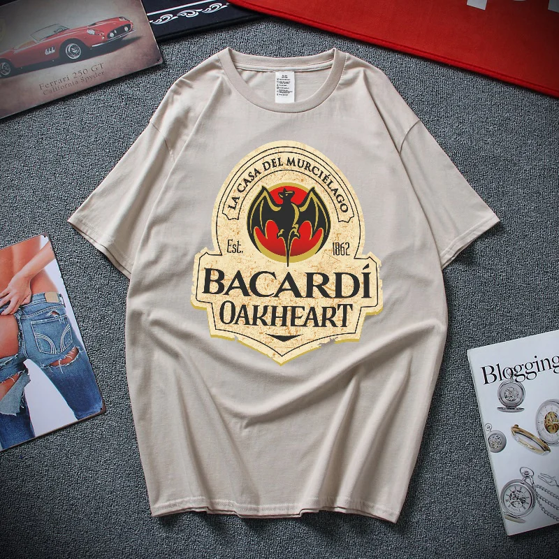 Summer New Cotton Tshirt For Man Oversized O-Neck Tees BACARDI 3D T Shirt Casual Streetwear Male\'s Short Sleeve Clothing Tops