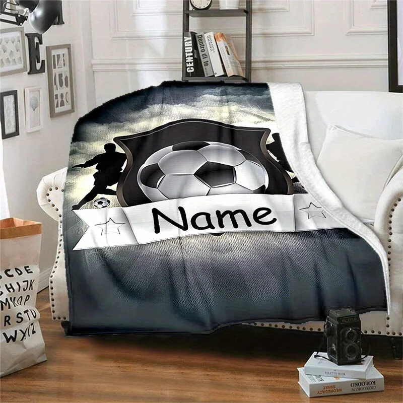 Customized customer name blanket, bright football blanket, soft blanket, personalized gift suitable for office nap