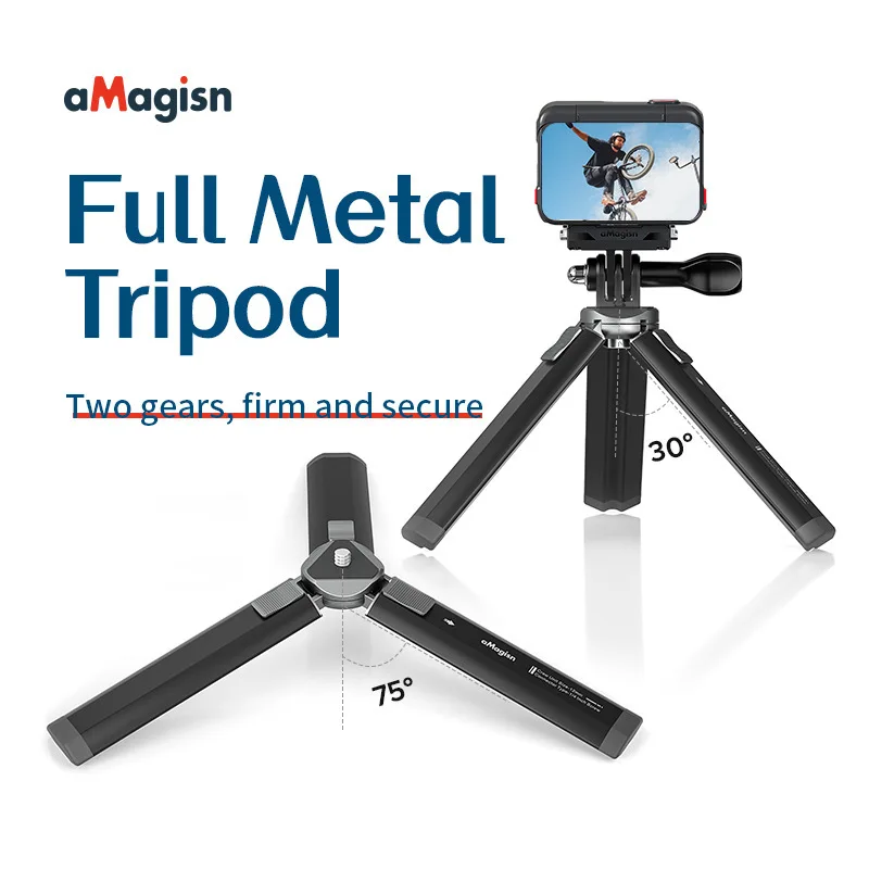 AMAGISN Metal Tripod with Selfie Stick Anti-Slip Outdoor For Insta360 X4 X3 Ace Pro ONE X2 RS GoPro 13 12 11 Action Camera Gears