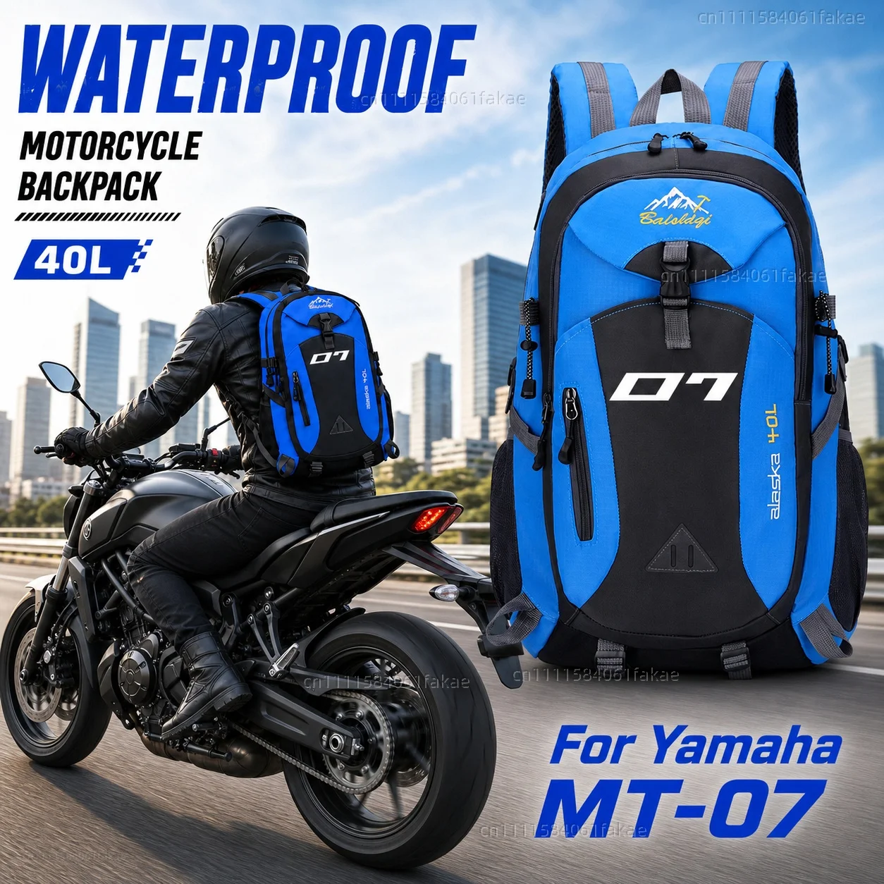 

For Yamaha MT-07 MT07 MT 07 FZ07 2014-2024 2023 2022 2021 Motorcycle Backpack 40L Waterproof Travel Backpack Outdoor Hiking