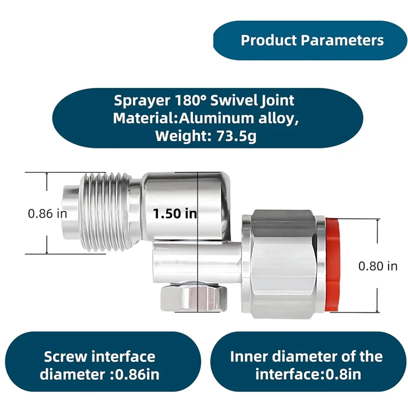 ABBO-Spritzpistolen-Drehgelenk 7/8 Zoll Airless-Farbe 235486 180-Grad-Drehung für 235486 7/8 Zoll Gewinde
