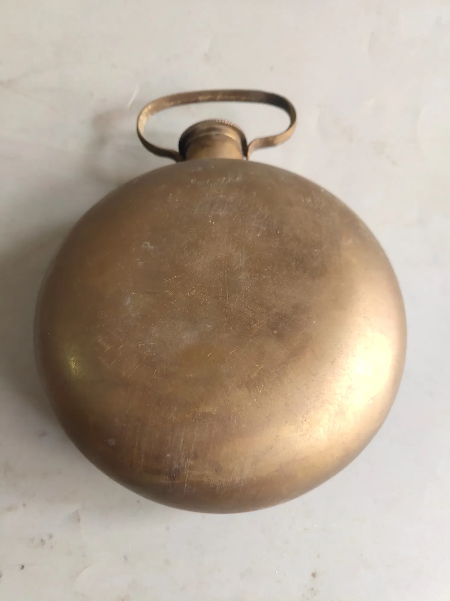 Early Collectible Pure Copper Flat Flask With Fine Craftsmanship