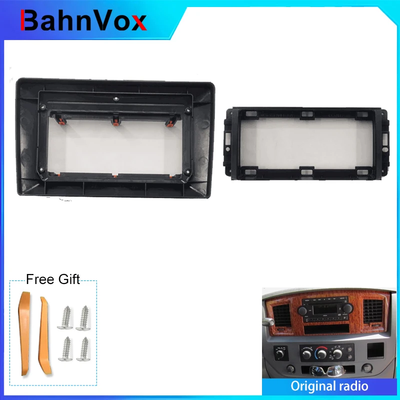 9 inch Android Car Radio Frame for Dodge RAM 1500 2500 Trucks 2008-2019 2din Stereo GPS Fascia Bezel Panel Adapter Wire Harness
