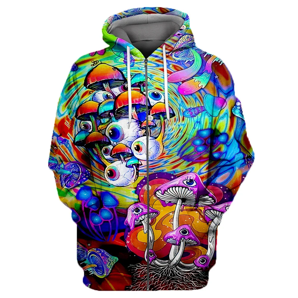 Natural Psychedelic Mushroom Eyes Trippy 3D Print Zipper Hoodie Man Female Pullover Sweatshirt Hooded Jacket Jersey Tracksuits10