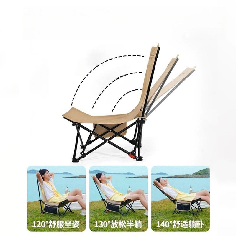 Outdoor Folding Lounge Chair Portable Ultra Light Fishing Chair Beach Camping Low Chair Backrest Chair New