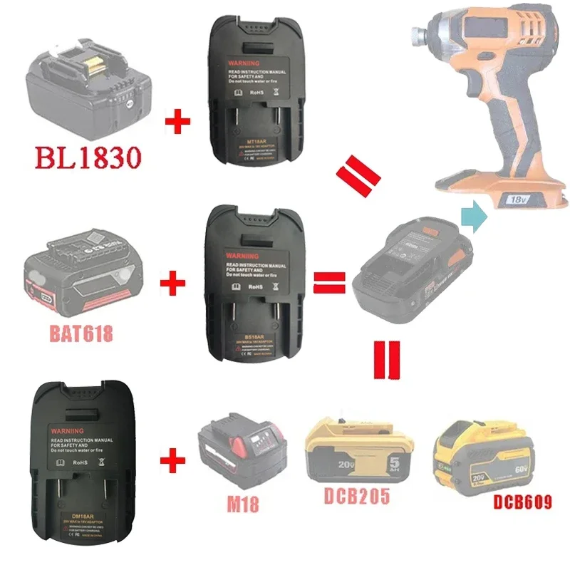 

Adapter Converter MT18AR BS18AR DM18AR For Makita For DeWalt For Bosch For Milwaukee Battery For Aeg RidGid Tool