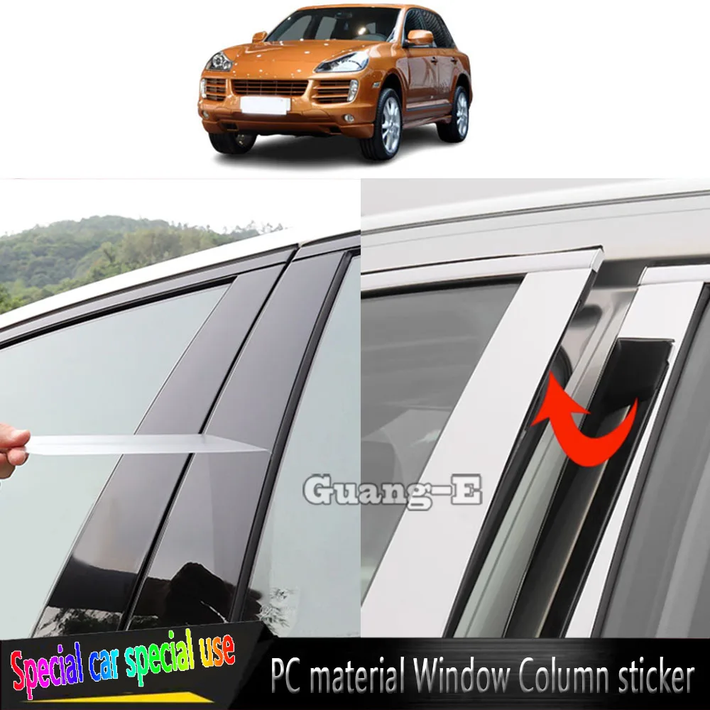 For PORSCHE Cayenne 2006 2007 2008 2009 Car TPU/Glossy Mirror Pillar Post Cover  Door Trim Window Stickers Accessories 4PCS