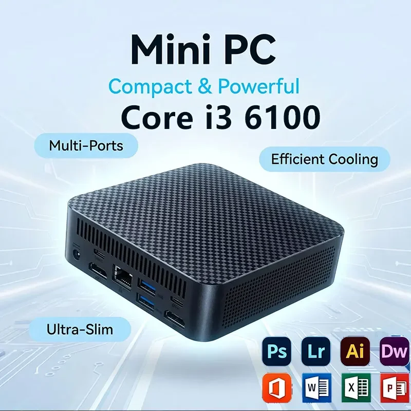 Nueva Mini PC con procesador Core i3 6100, 8/16GB de RAM, 1TB SSD M.2, computadora portátil para juegos, 60Hz 4K HD, Mini PC de escritorio para gamers.