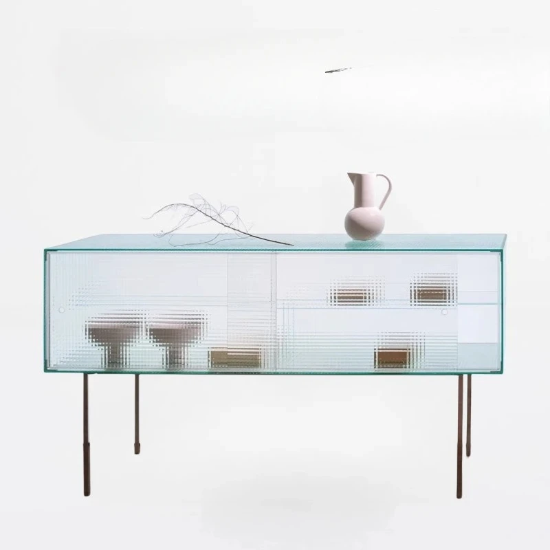 Y Italian minimalist glass side cabinet light luxury entrance storage cabinet modern simple living room wall locker