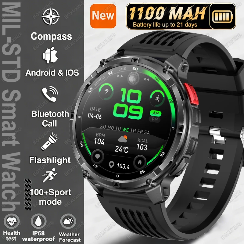 2026 Neue T-Rex 3 Ultra 1100mAh Smartwatch 5ATM Wasserdicht Outdoor-Sport GPS-Tracking Herzfrequenz-Kompass Bluetooth-Anruf Smartwatch