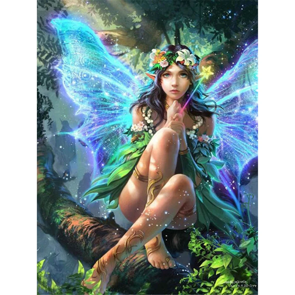 Angel Butterfly DIY 11CT Embroidery Cross Stitch Kits Craft Needlework Set Printed Canvas Cotton Thread Home    Dropshipping