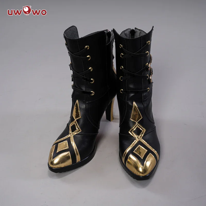 UWOWO Game Genshin Impact Cosplay Fatui Harbinger The Knave Arlecchino Costume Shoes Boots