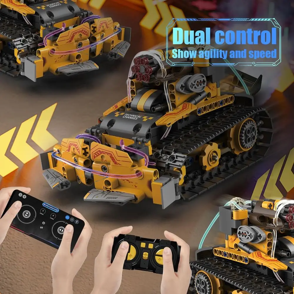 Kit de robot STEM 5 en 1: bloques de construcción DIY con control remoto y por aplicación para mayores de 6 a 14 años