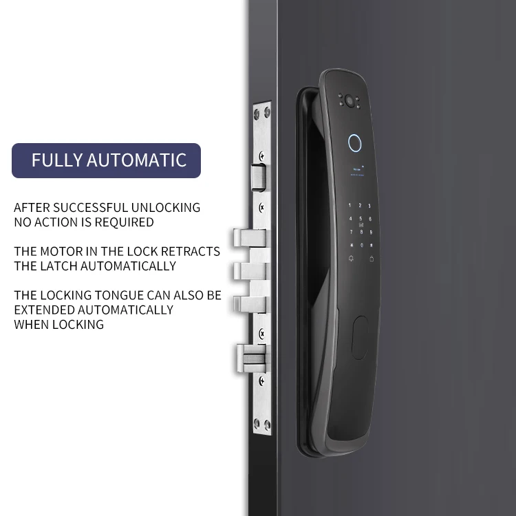 Full Automatic Smart Lock WiFi Wireless Fingerprint Password RFID Card App Digital Door Lock With Camera