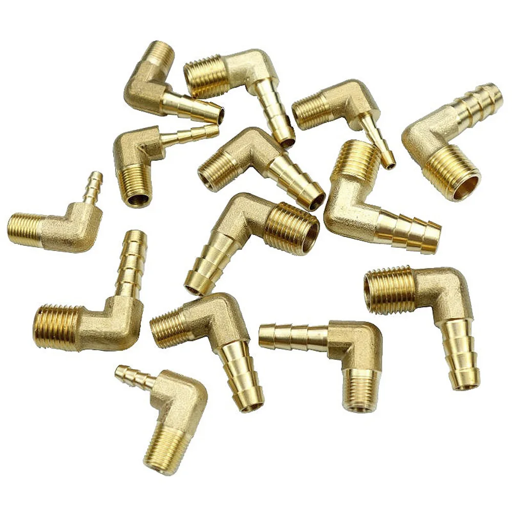 

1/8" 1/4" 3/8" NPT Male x Hose Barb Tail Elbow Brass Fuel Fitting Connector Adapter Water Gas Oil