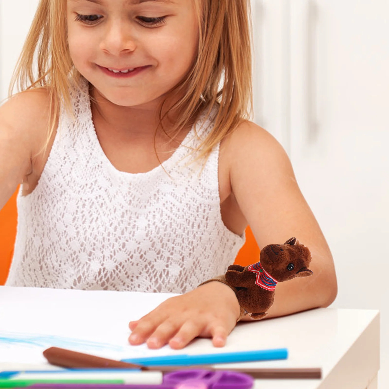 

Small Horse Slap Bracelet Soft Stuffed Animal Wristband Birthday Party Favor Animal Snap Bracelet Zodiac Horse Year