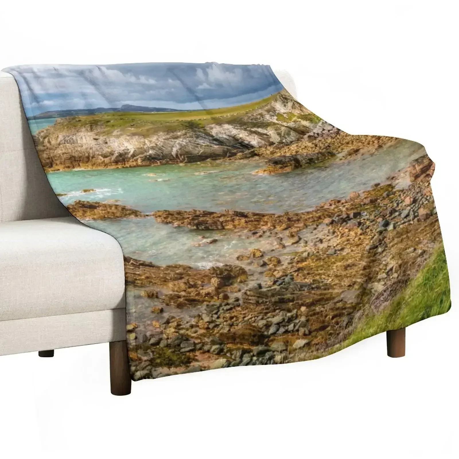 

Rhoscolyn Bay Anglesey Throw Blanket Summer Beddings Shaggy Flannel Fabric Cute Plaid Blankets