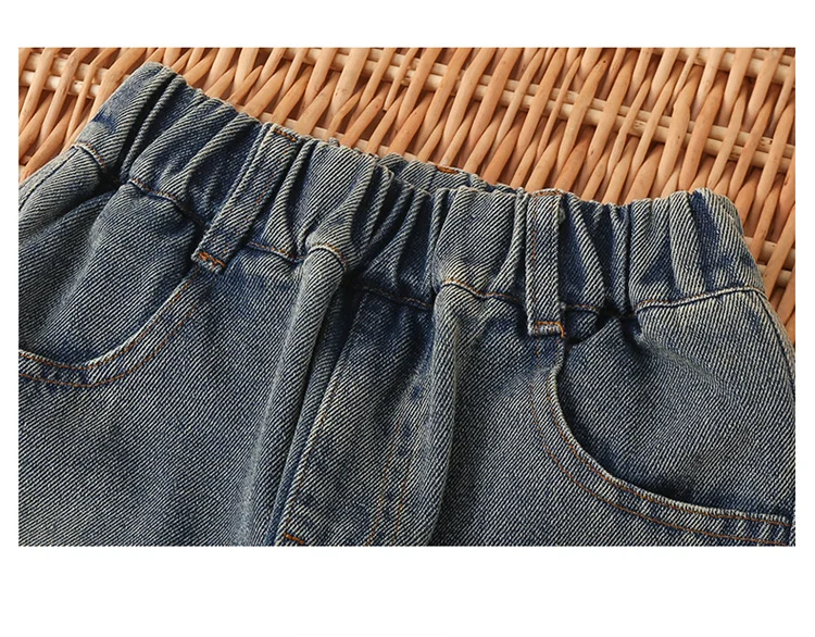 High-Waist-Jeans für Mädchen, gerade geschnittene, lockere Weitbein-Hosen, Frühling und Herbst, koreanische Vintage-Jeans, modische Kinder-Denim-Hosen für Teenager. – Detail 10