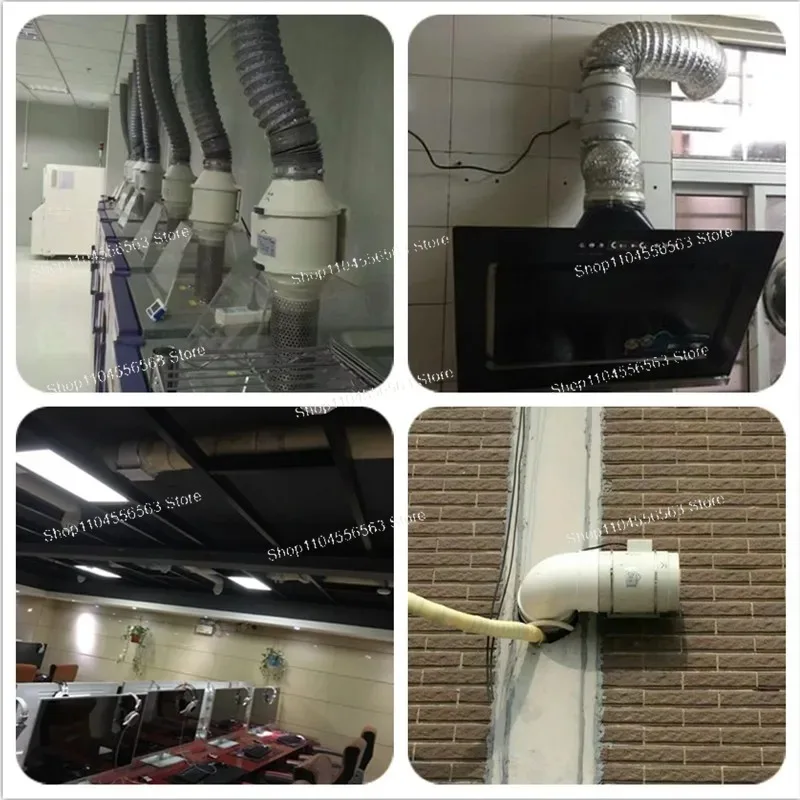 4" 220V Inline Duct Fan HF-100P 26W 198m³/h Silent Exhaust Ventilation for Kitchen Bathroom - view 4