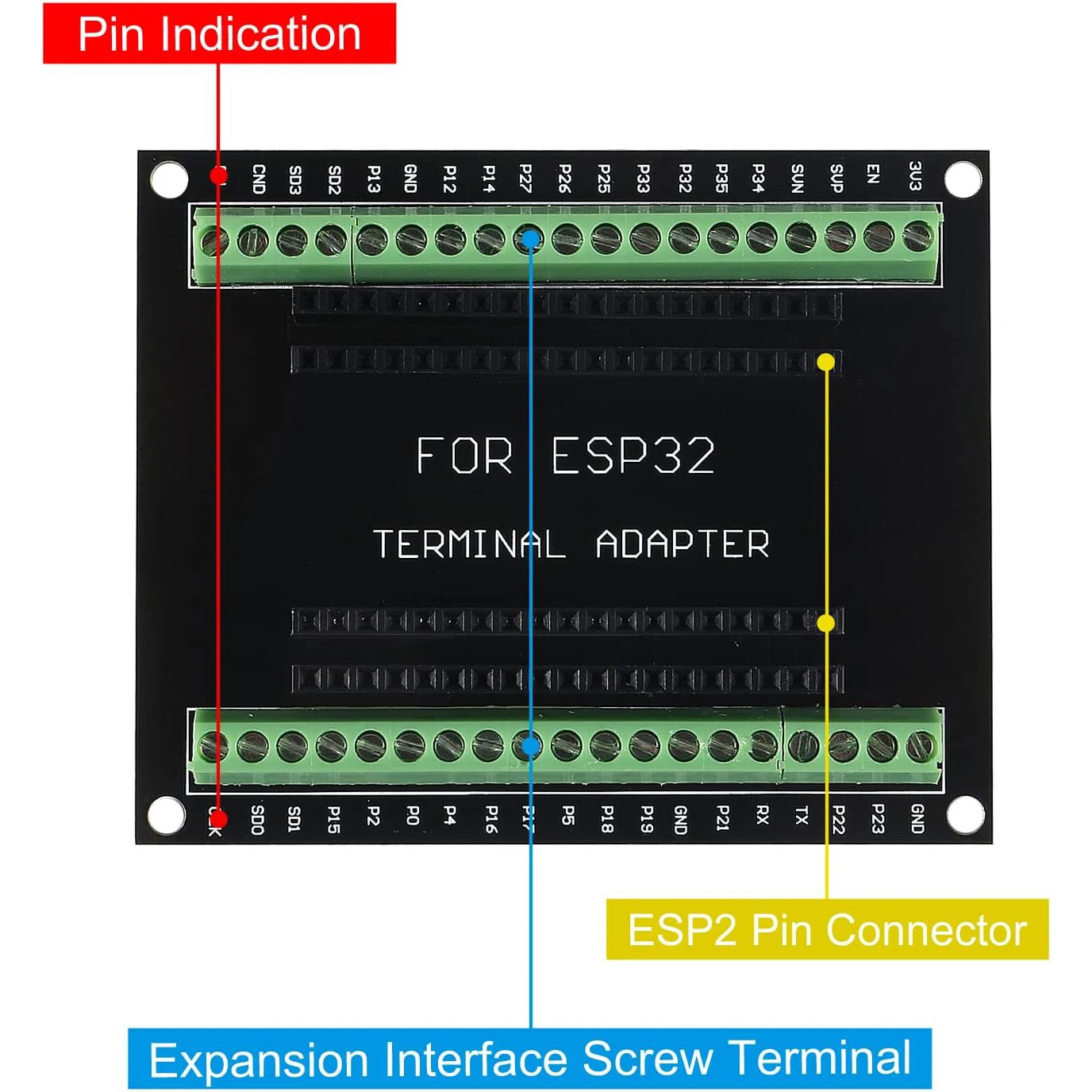 38PIN ESP32 Breakout Board, Aideepen ESP32 ESP32S Breakout Board GPIO 1 into 2 for 38PIN Narrow Version NodeMCU-32S