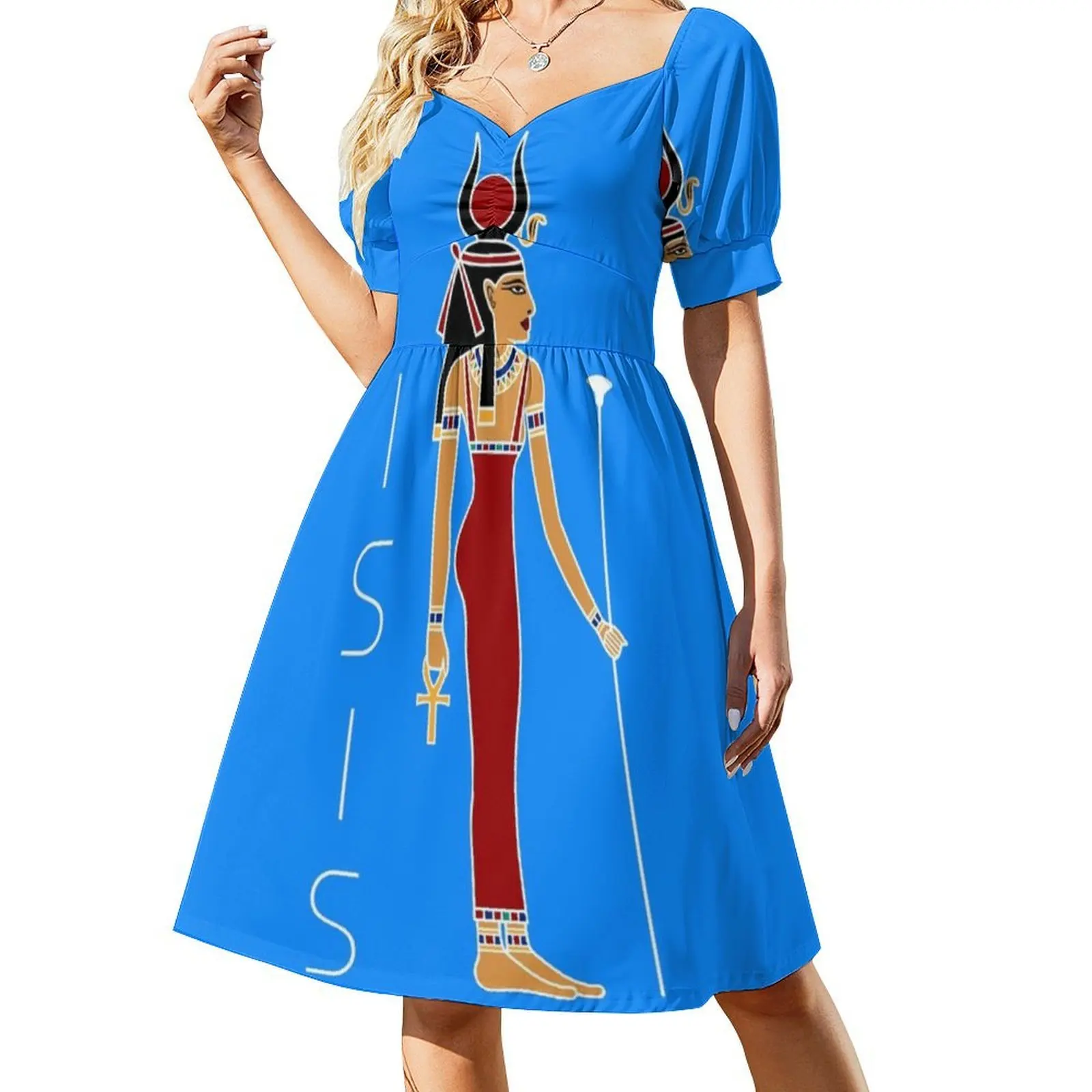 - Egyptian Goddess Bohemian Sleeveless Dress For Women Print Beach Party Dresses Goddess Egypt Egyptian Pyramids Evening Dress