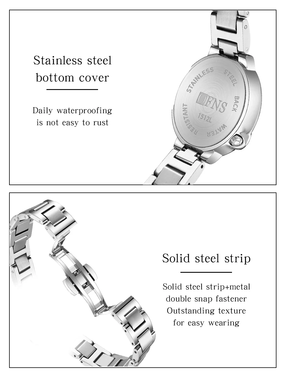 OFNS New 1512 Couple Watch Waterproof Casual Fashion Women's Men's Quartz Watch Steel Band Square dial Design Clock