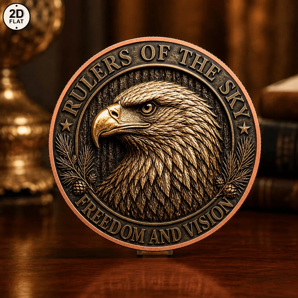 1pc Inspirational Bald Eagle Challenge Coin 2D 1oz .999 Fine Copper Coin Freedom Vision Wildlife Collectible Coin Home Decor