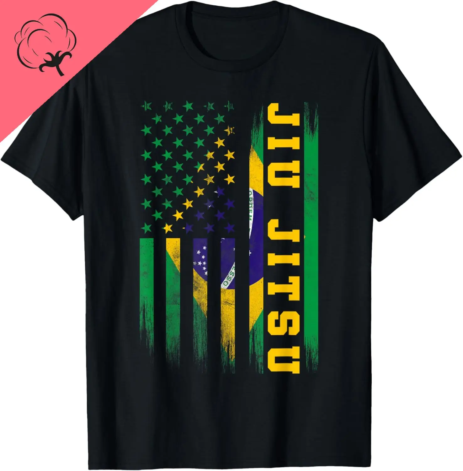 Jiu Jitsu T-Shirt Brazilian BJJ Brazil United States Flag T-Shirt Cotton Unisex Summer Streetwear Tops Print on Demand Camiseta