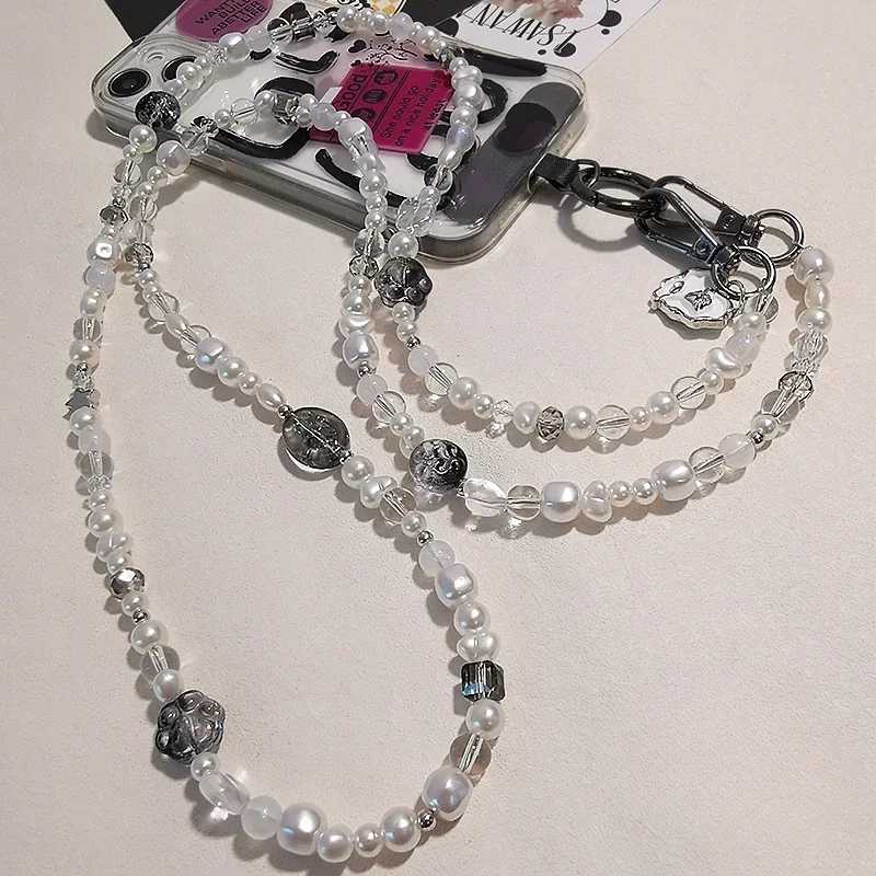 Long Mobile Phone Lanyard Clip Mobile Phone Case Universal Hand-beaded Chain Crossbody Love Cat Foot Mobile Phone Chain