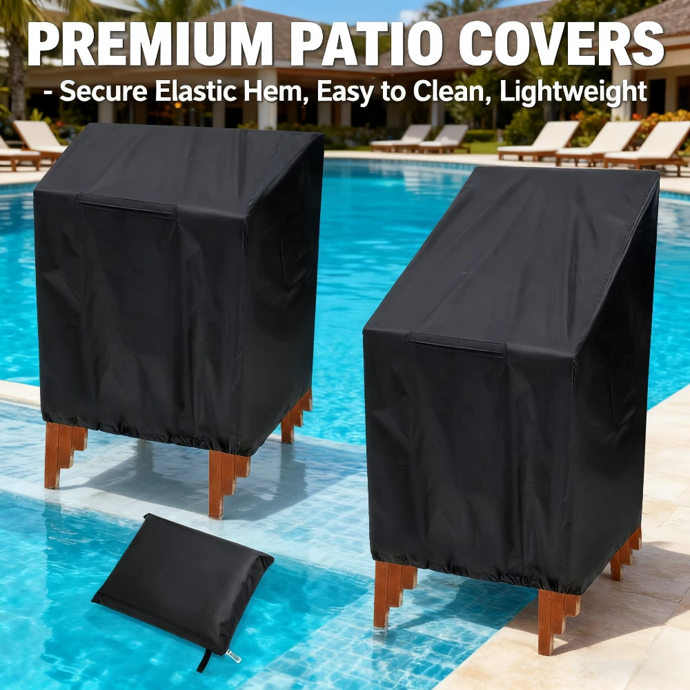 Garden Chair Covers, Waterproof Outdoor Stackable, All-Weather Furniture Protection Multiple Sizes