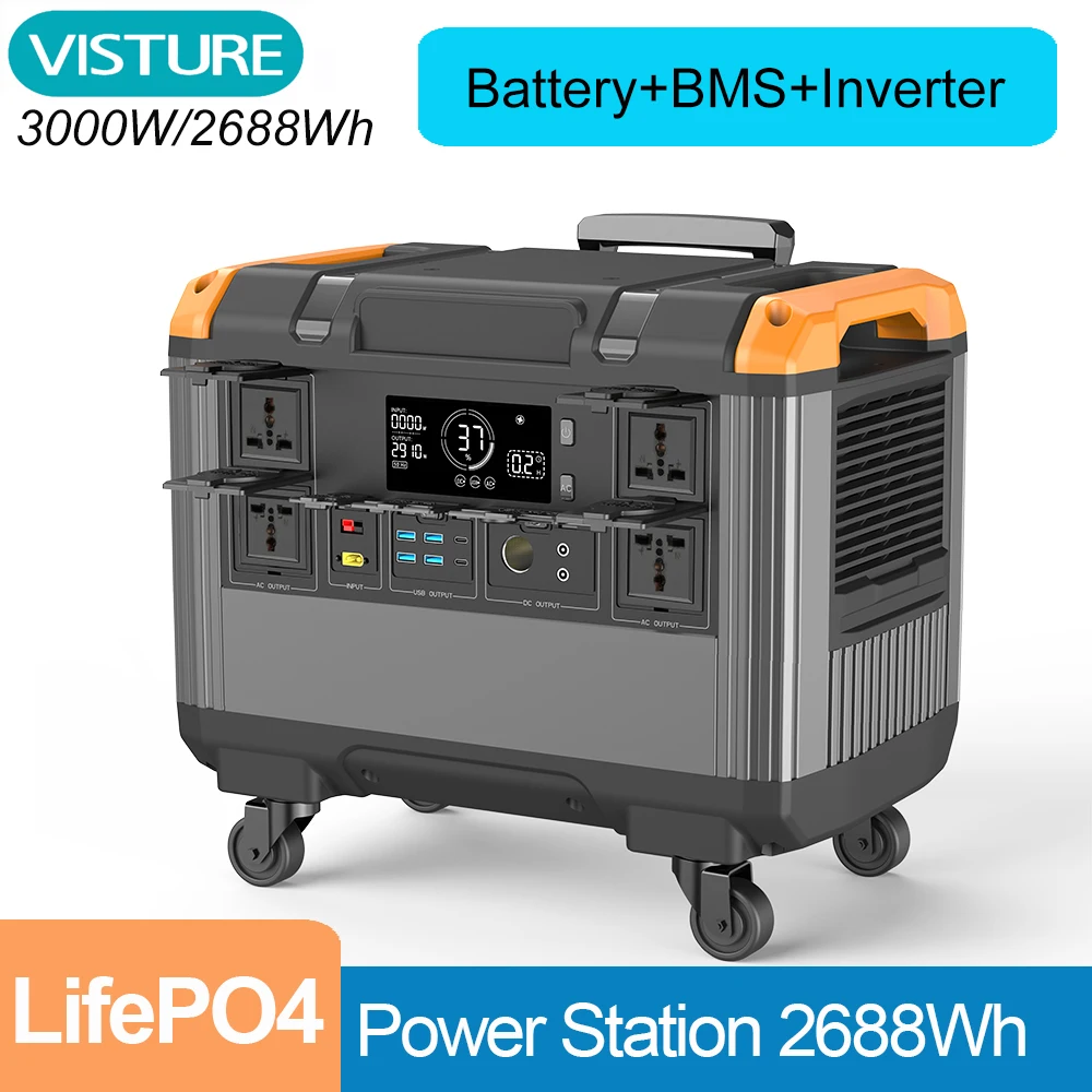 2688Wh Power Station Energy storage system Solar Panel large capacity home and outdoor 220V LifePO4  Battery Built in Inverter