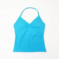 NCLAGEN Gym Longline Strappy Top Women Seamless Yoga Tank With Removable Pads V Neck Workout Clothes Sports Running Fitness Vest 6