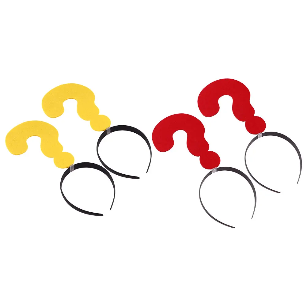 

4 Pcs Funny Props Hair Hoops With Question Mark Headband Accessories Cloth Festival Accessory